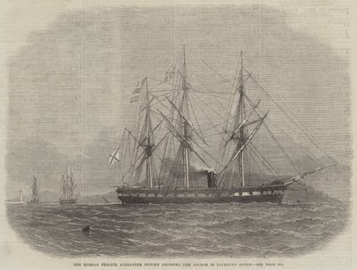 The Russian Frigate Alexander Newsky dropping her Anchor in Plymouth Sound by Edwin Weedon